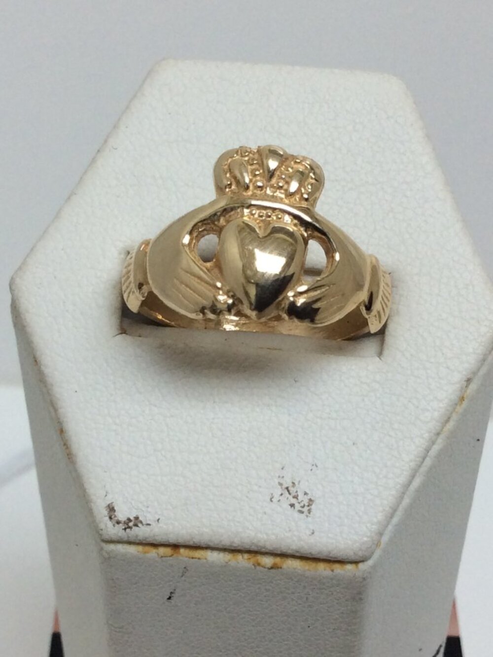14K Yellow Real Solid Gold Claddagh Ring Band Size 8 1/4 5.60gr